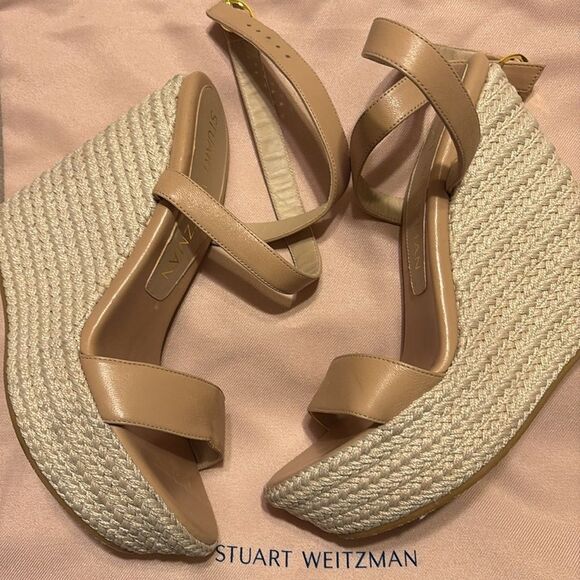 Stuart Weitzman Alex Platform Wedge Sandal NWT 7.5 $495 - Picture 2 of 6